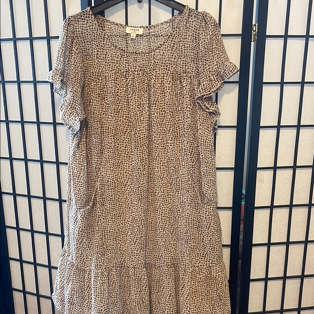 Chic Brown Patterned Dress By Umgee